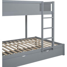 Carregar imagem no visualizador da galeria, Full-Over-Full Bunk Bed with Twin size Trundle, Storage and Desk, Gray
