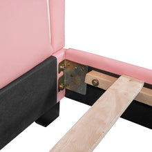 Load image into Gallery viewer, Full Size Upholstered Leather Platform Bed with Rabbit Ornament, Pink

