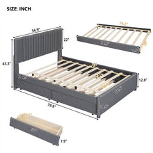 Load image into Gallery viewer, Full Size Upholstered Platform Bed with 2 Drawers and 1 Twin Size Trundle, Classic Headboard Design, Gray
