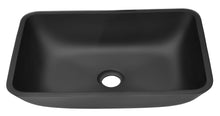 Cargar imagen en el visor de la galería, 13.0&quot; L -18.13&quot; W -4&quot; H Matte Shell Glass Rectangular Vessel Bathroom Sink in Black with Matte Black Faucet and Pop-Up Drain in Matte Black
