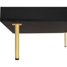 Carregar imagem no visualizador da galeria, Exquisite High Gloss Coffee Table with 4 Golden Legs and 2 Small Drawers, 2-Tier Square Center Table for Living Room, Black
