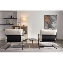 Load image into Gallery viewer, 2 Sets 1 Case, Upholstered hanging armchair with arm pocket metal frame, crushed foam cushions and skin-friendly braid for living room and bedroom. Beige color
