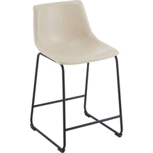 Load image into Gallery viewer, (Set of 2) Vintage Style 24-Inch Armless Industrial Faux Leather Counter Stool with Metal Legs and Footrest for Kitchen Island, Cafe, Pub, Bar Counter, Cream and Black
