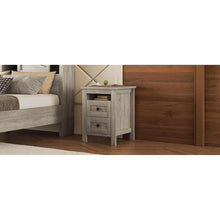 Load image into Gallery viewer, 2-Drawer Farmhouse Wooden Nightstand with Well-proportioned Design and Sleek Lines, Wood Side Table with Storage Cabinet for Bedroom, Antique Gray
