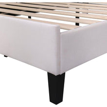 Load image into Gallery viewer, Full Size Upholstered Platform Bed with Flower Pattern Velvet Headboard, Beige

