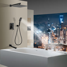 Cargar imagen en el visor de la galería, Shower Faucet Set Anti-scald Shower Fixtures with Rough-in Pressure Balanced Valve and Embedded Box, Wall Mounted Rain Shower System
