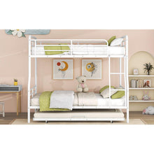 Load image into Gallery viewer, Full XL Over Queen Metal Bunk Bed with Twin Size Trundle, White
