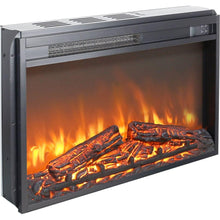Carregar imagem no visualizador da galeria, 26 inch electric fireplace insert, ultra thin heater with log set &amp; realistic flame, remote control with timer, overheating protection
