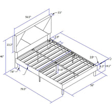 Carregar imagem no visualizador da galeria, Full Size Upholstered Platform Bed Frame with Headboard, Strong Wood Slat Support, Mattress Foundation, No Box Spring Needed, Easy Assembly, Gray
