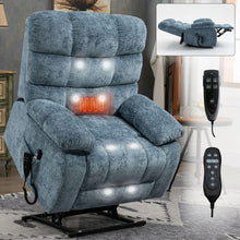 Load image into Gallery viewer, Lift Recliner Chair Heat Massage Dual Motor Infinite Position Up to 350 LBS Large Electric Power Lift Recliners with Power-Remote, Medium-firm and Heavy duty, Blue
