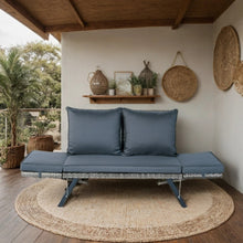 Load image into Gallery viewer, 1 PCS Patio Wicker Side Foldable Bench Patio Backyard Conversation Bench Grey Wicker + Dark Grey Cushion
