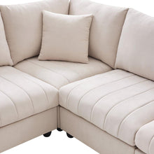 Carregar imagem no visualizador da galeria, 89x79&quot;Modern Sectional Sofa with Vertical Stripes,2 Pillows,5-Seat Couch with Convertible Ottoman,Various Combinations,L-Shape Indoor Furniture for Living Room,Apartment, 3 Colors
