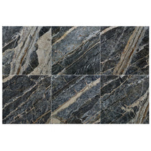 Carregar imagem no visualizador da galeria, Adriatic Black Exotic Marble Polished Floor and Wall Tile - Large Format - Livfloors Collection
