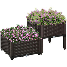 Load image into Gallery viewer, 2 Piece Raised Garden Bed with Legs, Self-Watering Planter Box Raised Bed to Grow Flowers, Herbs &amp; Vegetables, Gray
