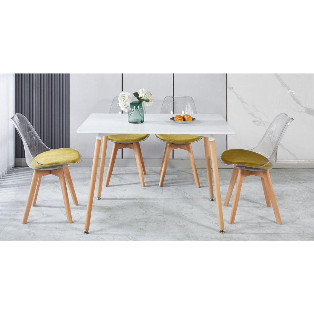 1+4,5pieces dining set, Table metal leg Mid-century Dining Table for 4-6 people With Mdf Table Top, Pedestal Dining Table, End Table Leisure Coffee Table
