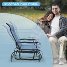 Carregar imagem no visualizador da galeria, 3-Piece Outdoor Gliders Set Bistro Set with Steel Frame, Tempered Glass Top Table for Patio, Garden, Backyard, Lawn, Light Blue
