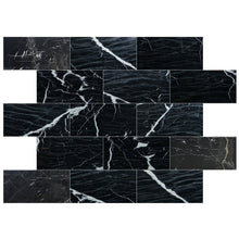 Carregar imagem no visualizador da galeria, Alexandrette Black Marble Polished Floor and Wall Tile - Large Format - Livfloors Collection

