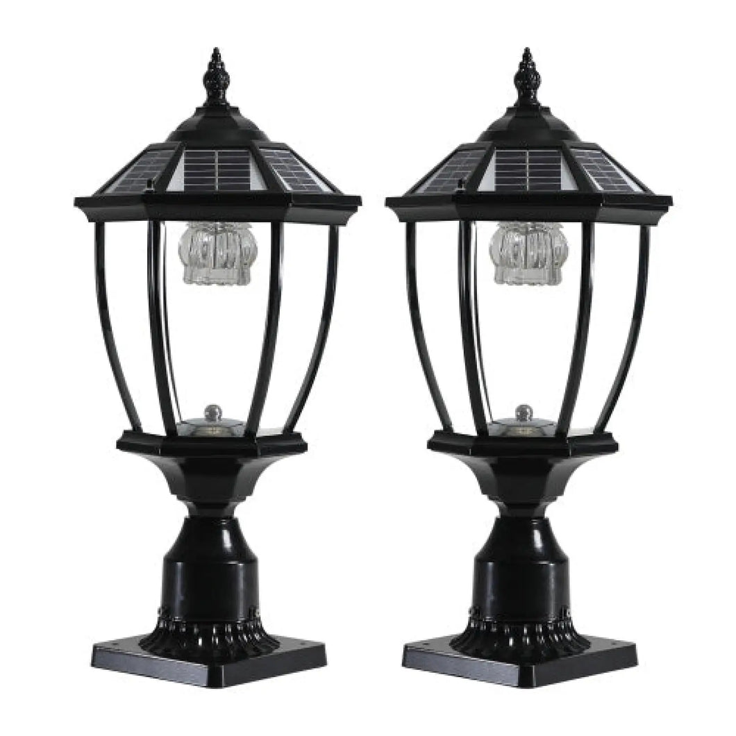 Aluminum Solar Lights Lanterns LED 2-Pack for Outdoor Pathways and Gardens