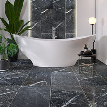 Carregar imagem no visualizador da galeria, Amanos Black Marble Polished Floor and Wall Tile - Large Format - Livfloors Collection
