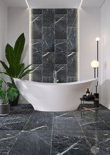 Carregar imagem no visualizador da galeria, Amanos Black Marble Polished Floor and Wall Tile - Large Format - Livfloors Collection
