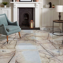 Carregar imagem no visualizador da galeria, Agora Gold White Exotic Marble Polished Floor and Wall Tile - Large Format - Livfloors Collection
