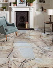 Carregar imagem no visualizador da galeria, Agora Gold White Exotic Marble Polished Floor and Wall Tile - Large Format - Livfloors Collection
