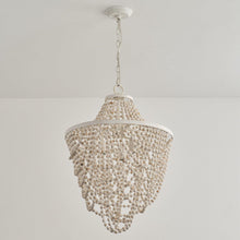 Cargar imagen en el visor de la galería, Antique White Bedroom 3-Light Chandelier Light with Wood Beads
