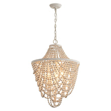 Cargar imagen en el visor de la galería, Antique White Bedroom 3-Light Chandelier Light with Wood Beads
