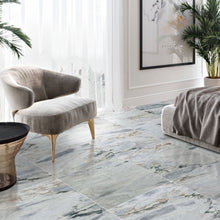 Carregar imagem no visualizador da galeria, Aqua White Exotic Marble Polished Floor and Wall Tile - Large Format - Livfloors Collection
