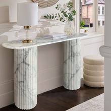 Carregar imagem no visualizador da galeria, Arabescato Carara Marble Fluted Legs Designer Console

