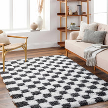 Carregar imagem no visualizador da galeria, Atira Black &amp; White Checkered Area Rug
