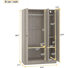 Carregar imagem no visualizador da galeria, 3-Door Shutter Wardrobe with shelves, Gray
