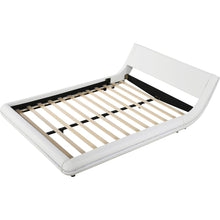 Carregar imagem no visualizador da galeria, Full Size Upholstery Platform Bed Frame with Sloped Headboard, White
