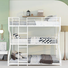 Carregar imagem no visualizador da galeria, Full XL over Twin XL over Queen Size Triple Bunk Bed with Long and Short Ladder,White
