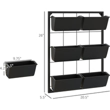 Carregar imagem no visualizador da galeria, 3-Tier Wall Planter with 6 Pots for Indoor and Outdoor Use, Hanging Plant Holder, Self Draining Wall Mounted Planter for Vegetables, Flowers, Herbs, Black
