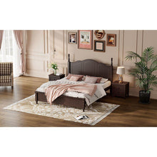 Carregar imagem no visualizador da galeria, 3-Pieces Bedroom Sets,Queen Size Wood Platform Bed and Two Nightstands-Dark Walnut
