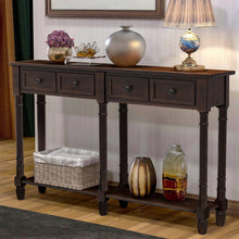 Cargar imagen en el visor de la galería, Console Table Sofa Table Easy Assembly with Two Storage Drawers and Bottom Shelf for Living Room, Entryway (Espresso)
