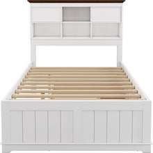 Cargar imagen en el visor de la galería, 2 Pieces Wooden Captain Bedroom Set Full Bed with Trundle and Nightstand, White+Walnut
