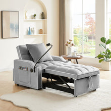Carregar imagem no visualizador da galeria, 3-in-1 Sofa Bed, Convertible Sleeper Chair Sofa Bed Adjustable Pull Out Sleeper Chair Bed Multi-Pockets Folding Sofa Bed for Living Room Bedroom Small Space (Grey)
