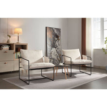Load image into Gallery viewer, 2 Sets 1 Case, Upholstered hanging armchair with arm pocket metal frame, crushed foam cushions and skin-friendly braid for living room and bedroom. Beige color
