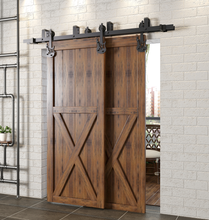 Load image into Gallery viewer, Double Track U-Shape Bypass Sliding Barn Door Hardware Kit - Guitar Design Roller
