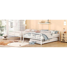 Load image into Gallery viewer, Full XL Over Queen Metal Bunk Bed with Trundle, White
