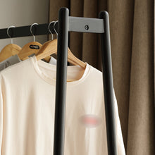 Load image into Gallery viewer, (Black) Solid Oak Wood Clothes Rack, Black Rattan Hanger Rack-clothes Rack with Shelves, Cloth Hanger Standing Garment Racks for Hanging Clothes
