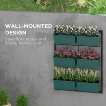 Carregar imagem no visualizador da galeria, 3-Tier Wall Planter with 6 Pots for Indoor and Outdoor Use, Hanging Plant Holder, Self Draining Wall Mounted Planter for Vegetables, Flowers, Herbs, Green
