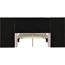 Carregar imagem no visualizador da galeria, Full Size Upholstered Platform Bed with Big Headboard, Bedroom Furniture, Velvet, Pink
