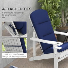 Cargar imagen en el visor de la galería, 2 Piece Adirondack Chair Cushions, 59 x 20.5 x 2 inch Outdoor Chair Cushions for Fire Pit Chairs with Seat, Back, Ties, Water Repellent Replacement Patio Seat Pads, Blue
