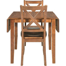 Load image into Gallery viewer, 3-Piece Wood Drop Leaf Breakfast Nook Dining Table Set with 2 X-back Chairs for Small Places, Brown
