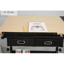 Cargar imagen en el visor de la galería, adjustable drawing drafting table desk with 2 drawers for home office and school with stool(wood)
