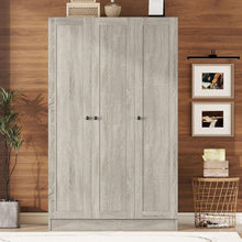 Carregar imagem no visualizador da galeria, 3-Door Shutter Wardrobe with shelves, Gray
