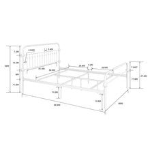 Carregar imagem no visualizador da galeria, 86.4&quot; L X 59.6&quot; W X 44&quot; H Metal Bed Frame Queen Size Standerd Bed Frame - WHITE
